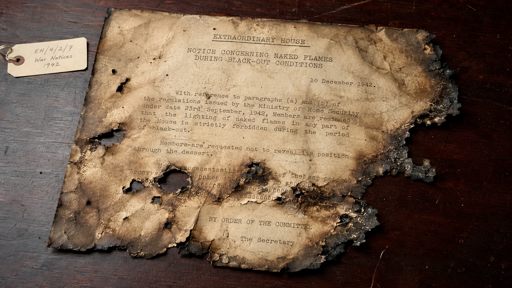 Charred Extraordinary House Notice